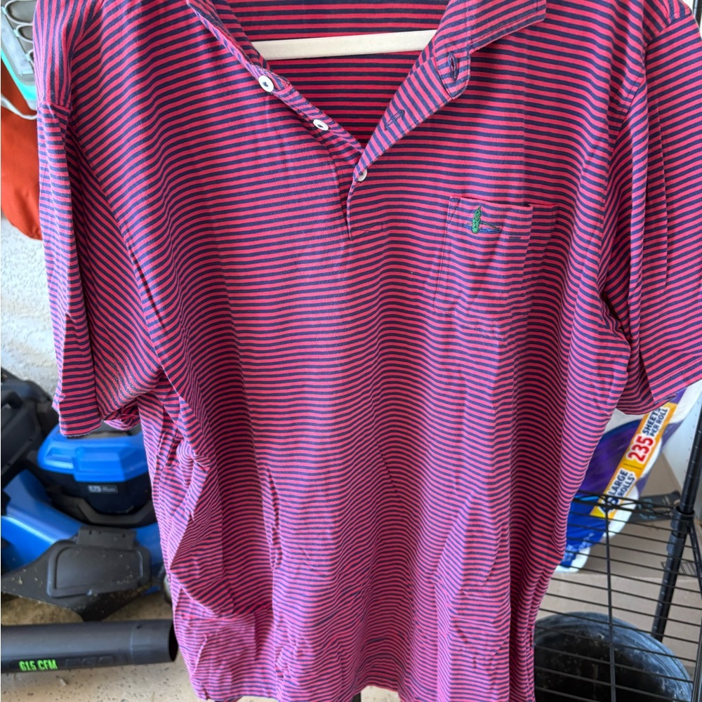 Ralph Lauren Men's Polo Shirt in Red and Blue Stripes